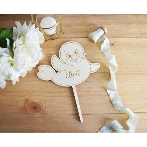 Cake topper Bébé Phoque à personnaliser - Super sjp