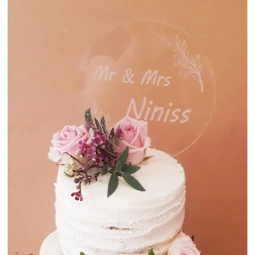 Cake topper plexiglastransparent avec motif végétal - Photo 1