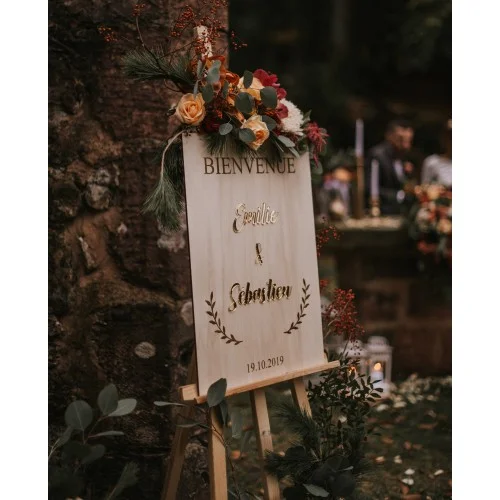 Panneau de bienvenue thème végétal à personnaliser en bois et plexiglas - Photo 1