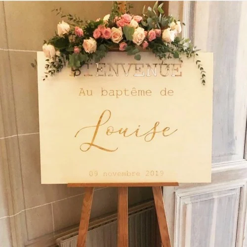 Panneau de bienvenue bois et plexiglas à personnaliser - Super sjp