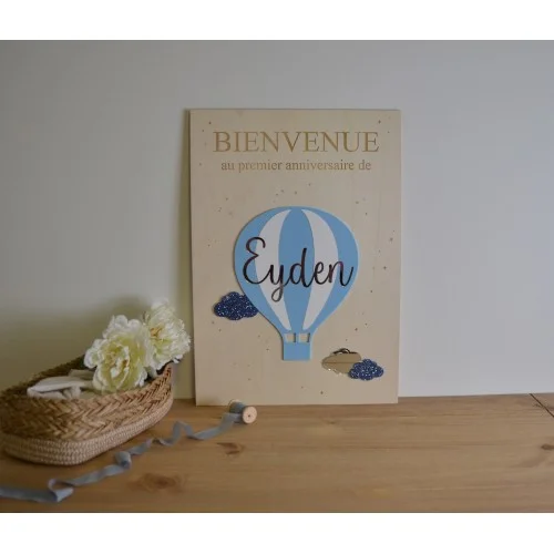 Panneau de bienvenue thème Montgolfière à personnaliser - Photo 1