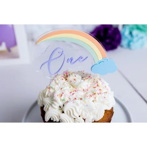 Cake topper arc en ciel à personnaliser - Super sjp