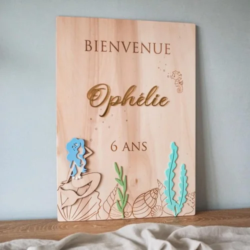 Panneau de bienvenue thème Sirène à personnaliser - Photo 1