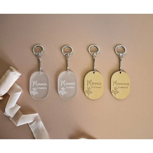 Porte-clés en bois ovale pour Fête des Grand - Super sjp