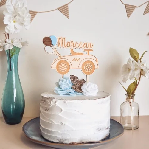 Cake topper thème Voiture Vintage - Super sjp