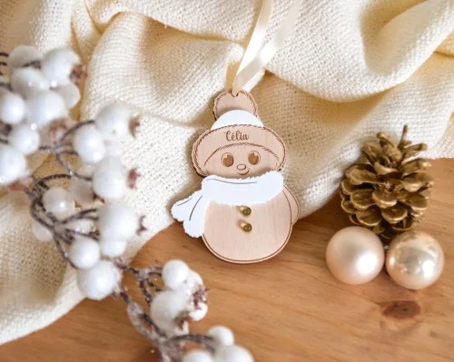 Boule de Noël Bonhomme de Neige à personnaliser - Photo 1