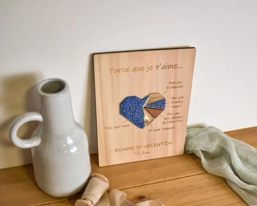 Affiche en bois modèle Coeur - Super sjp