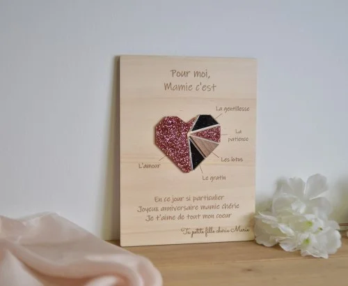 Affiche en bois modèle Coeur - collection Fête des Grand - Super sjp