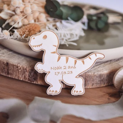 Magnet en bois thème Tyrannosaure - Photo 1