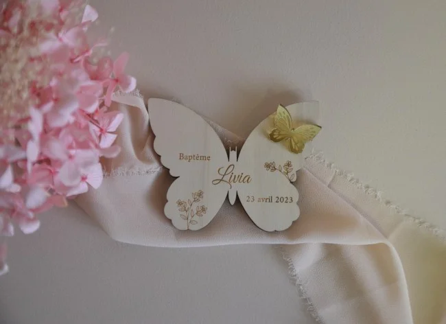 Magnet Papillon en bois et plexiglas à personnaliser - Super sjp