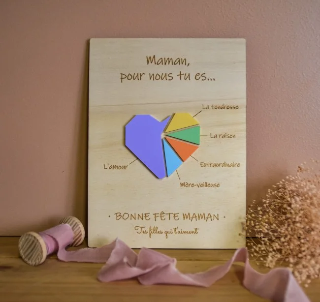 Affiche en bois modèle Coeur - Super sjp