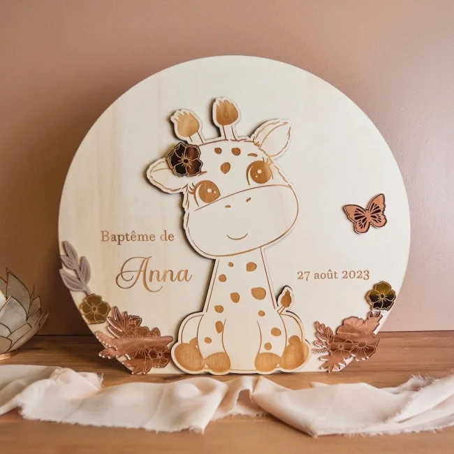 Urne à enveloppes à personnaliser thème Girafe version fille - Super sjp