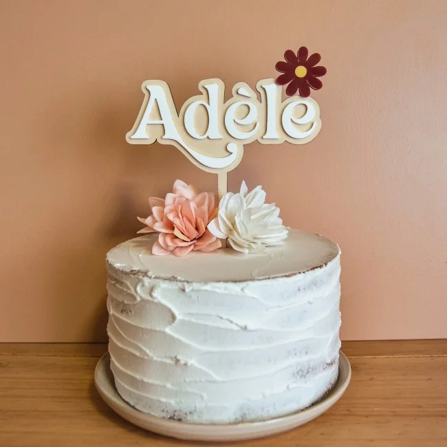 Cake topper thème Flower Power - Super sjp