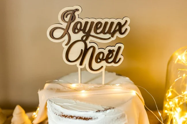 Cake topper Joyeux Noël version bois - Photo 1