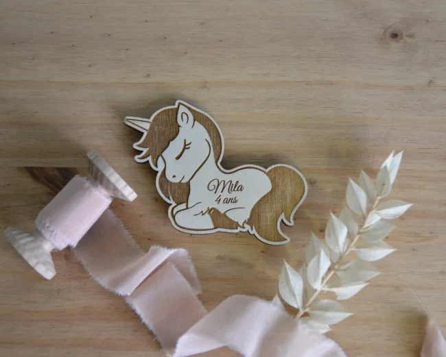 Magnet en bois thème Licorne - Super sjp