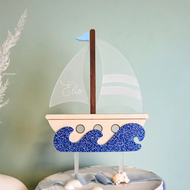 Cake topper thème Voilier - Super sjp