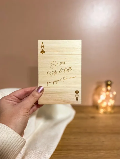 Carte postale en bois As de trèfle - Photo 1