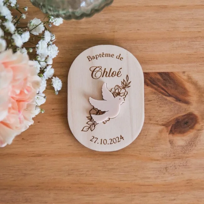 Magnet en bois avec Colombe - Super sjp