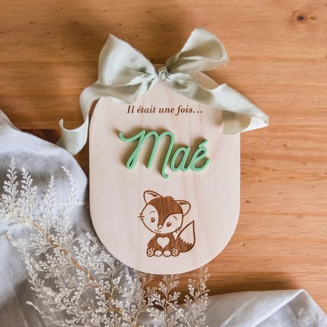 Carte personnalisée thème Renard pour la naissance de bébé - Photo 1