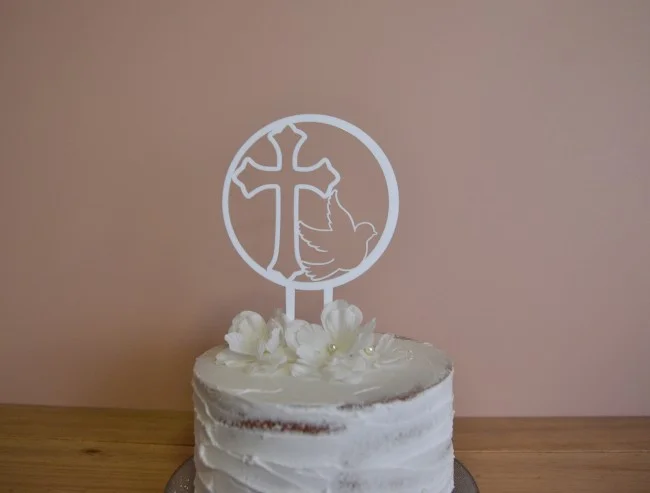 Cake topper Croix chrétienne & sa colombe - Super sjp