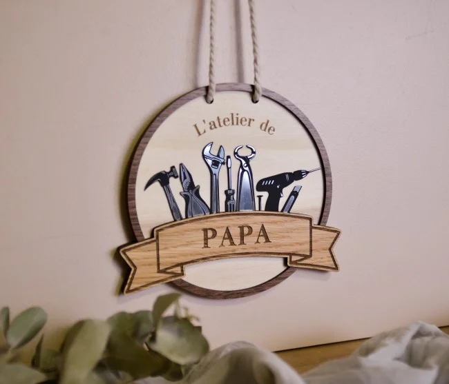 Pancarte "L'atelier de Papa" - Photo 1