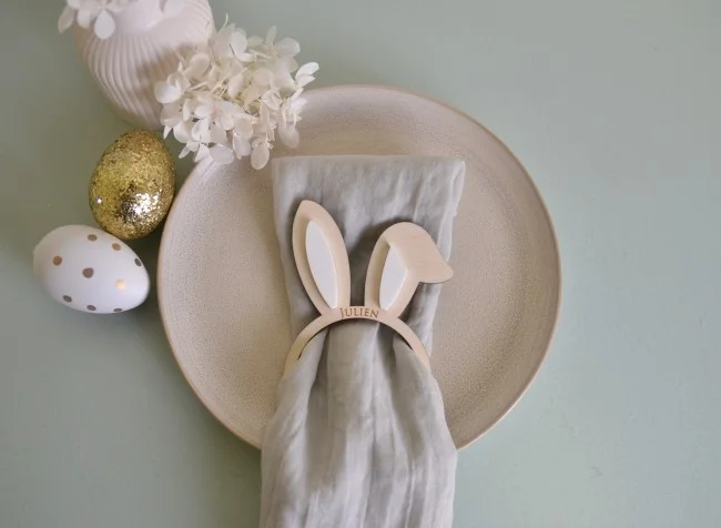 Ronds de serviettes personnalisés thème Lapin de Pâques - Photo 1