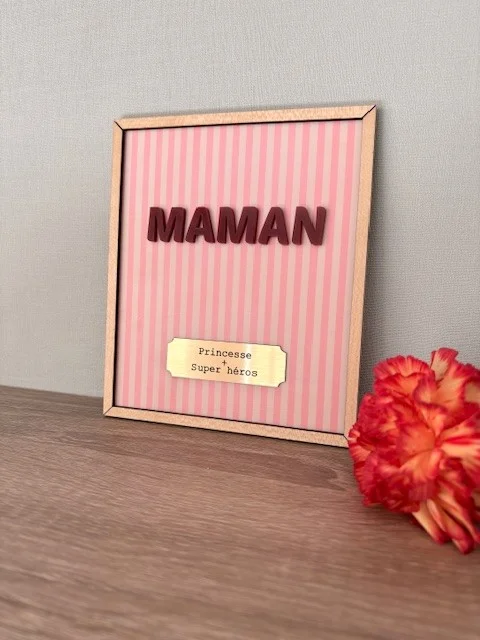 Cadre Le Mot "Maman" motif rayé - Super sjp