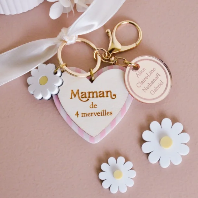 Porte - clés breloques motif Coeur bloom - Photo 1