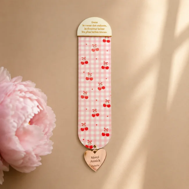Marque-page inspirant motif cerises - Photo 1