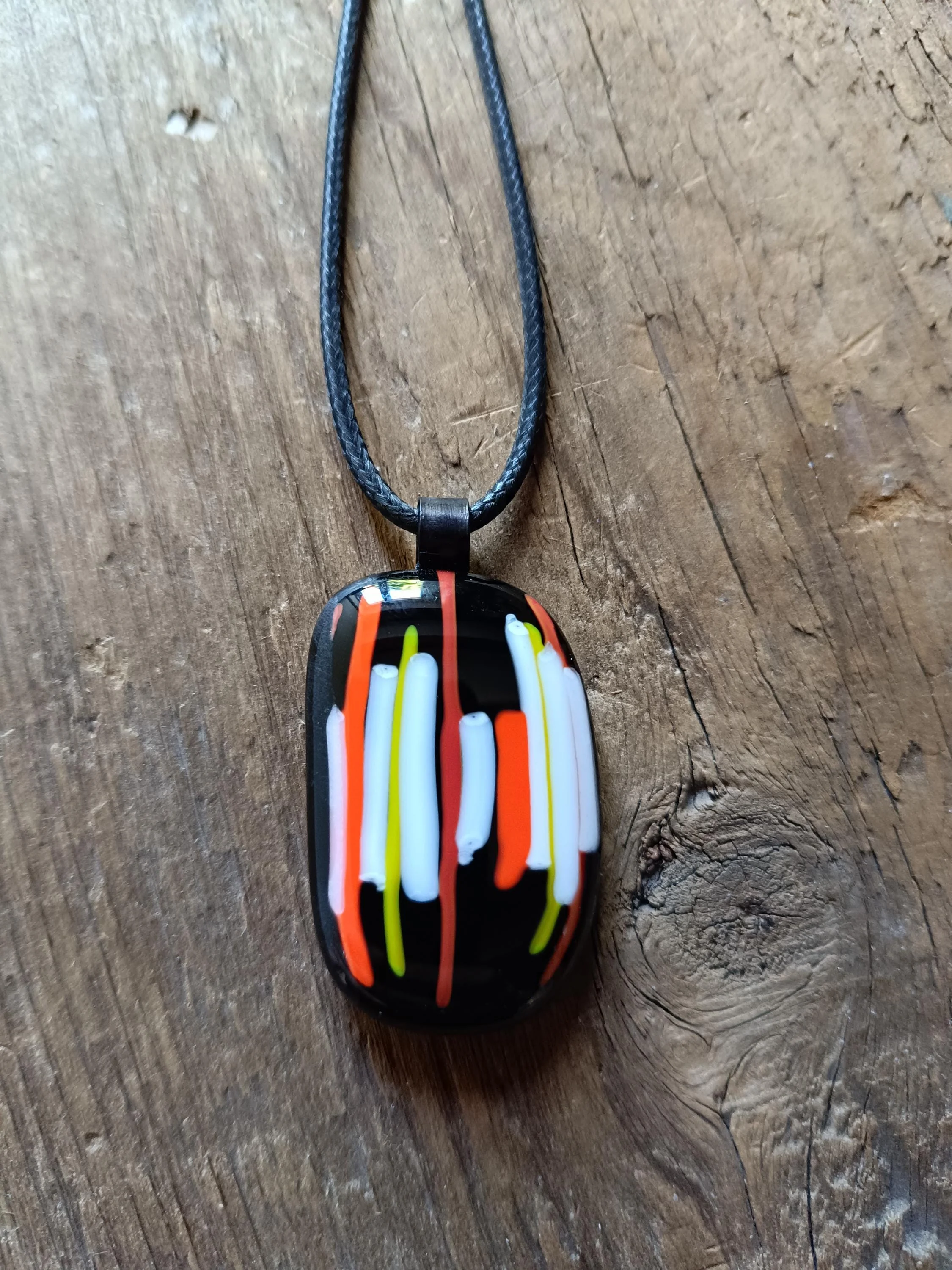 Handmade Fused Glass Pendant Necklace, Corded Pendant, Alternative Jewellery, Wearable Art - Photo 2