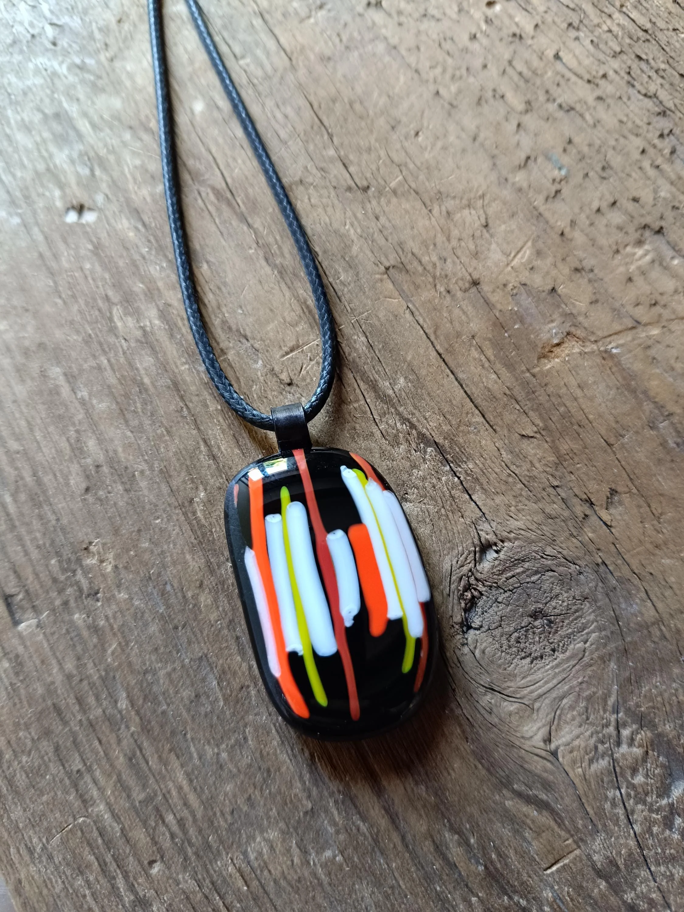 Handmade Fused Glass Pendant Necklace, Corded Pendant, Alternative Jewellery, Wearable Art - Photo 4