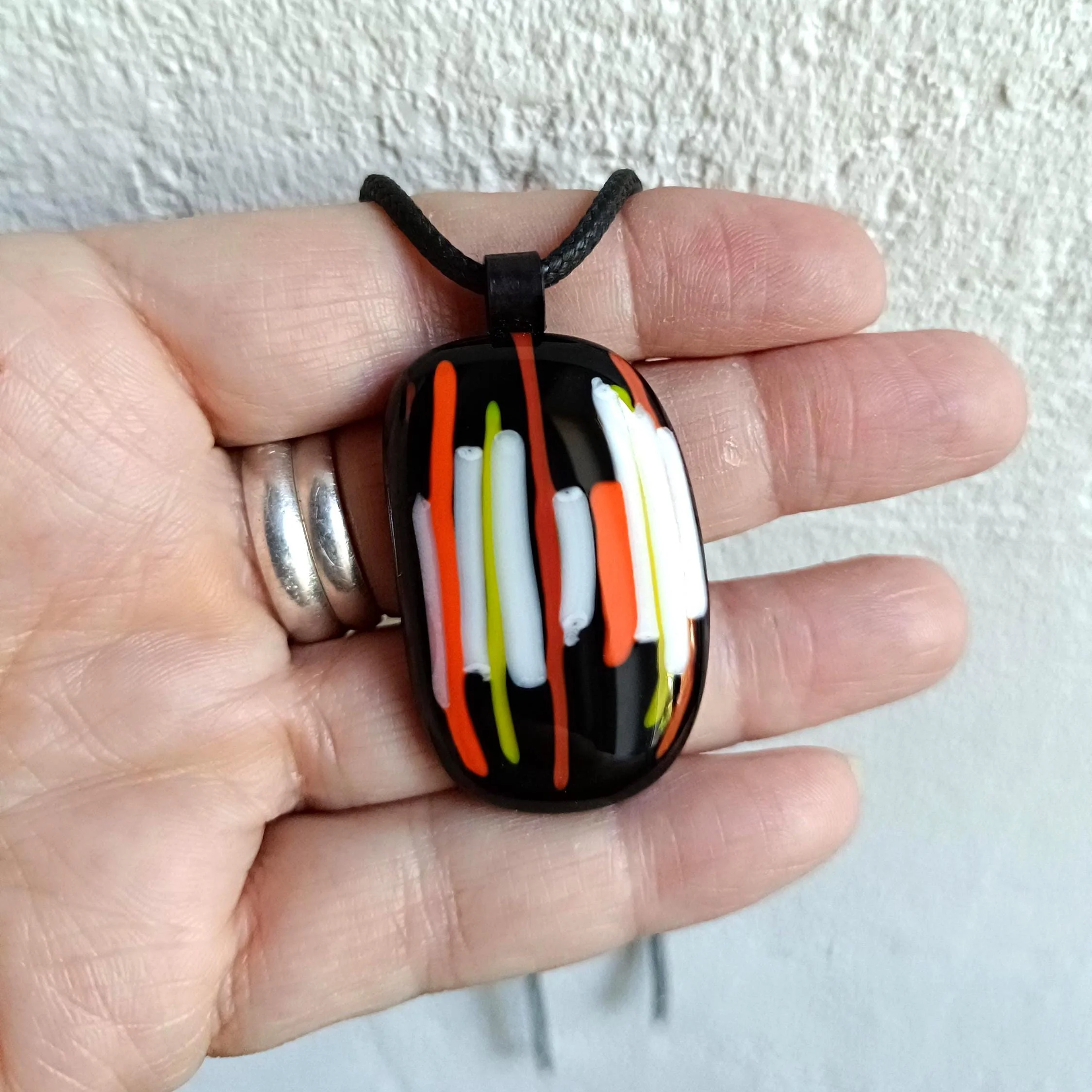 Handmade Fused Glass Pendant Necklace, Corded Pendant, Alternative Jewellery, Wearable Art - Photo 6
