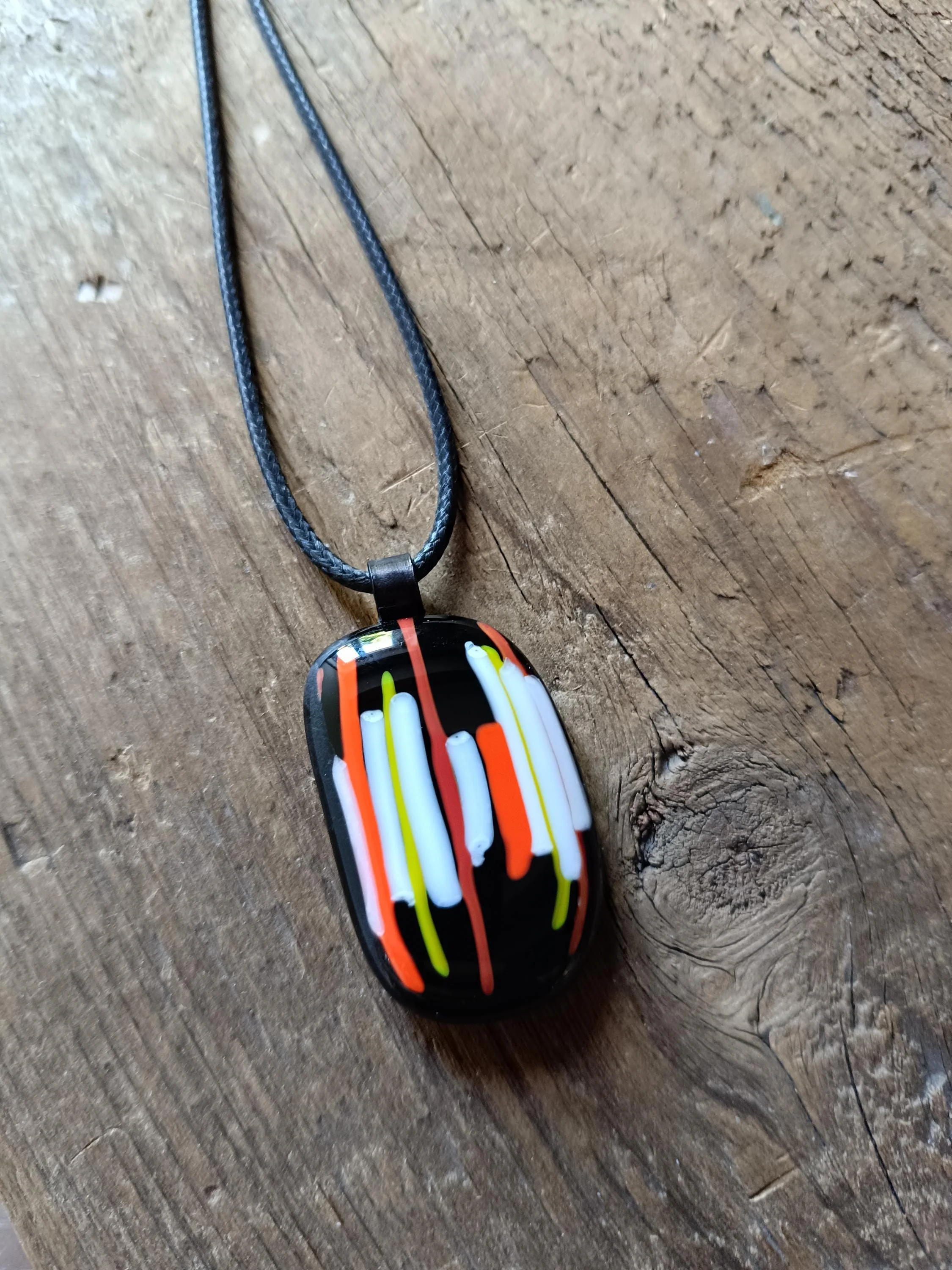 Handmade Fused Glass Pendant Necklace, Corded Pendant, Alternative Jewellery, Wearable Art - Photo 7