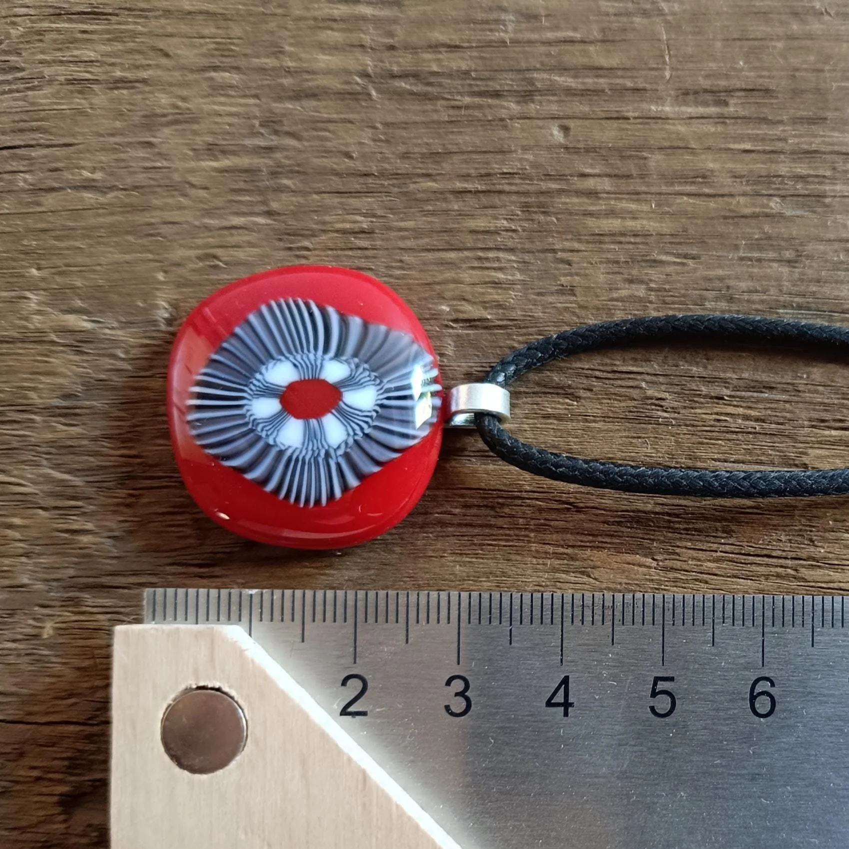 Handmade Fused Glass Pendant Necklace, Corded Pendant, Alternative Jewellery, Wearable Art - Photo 3