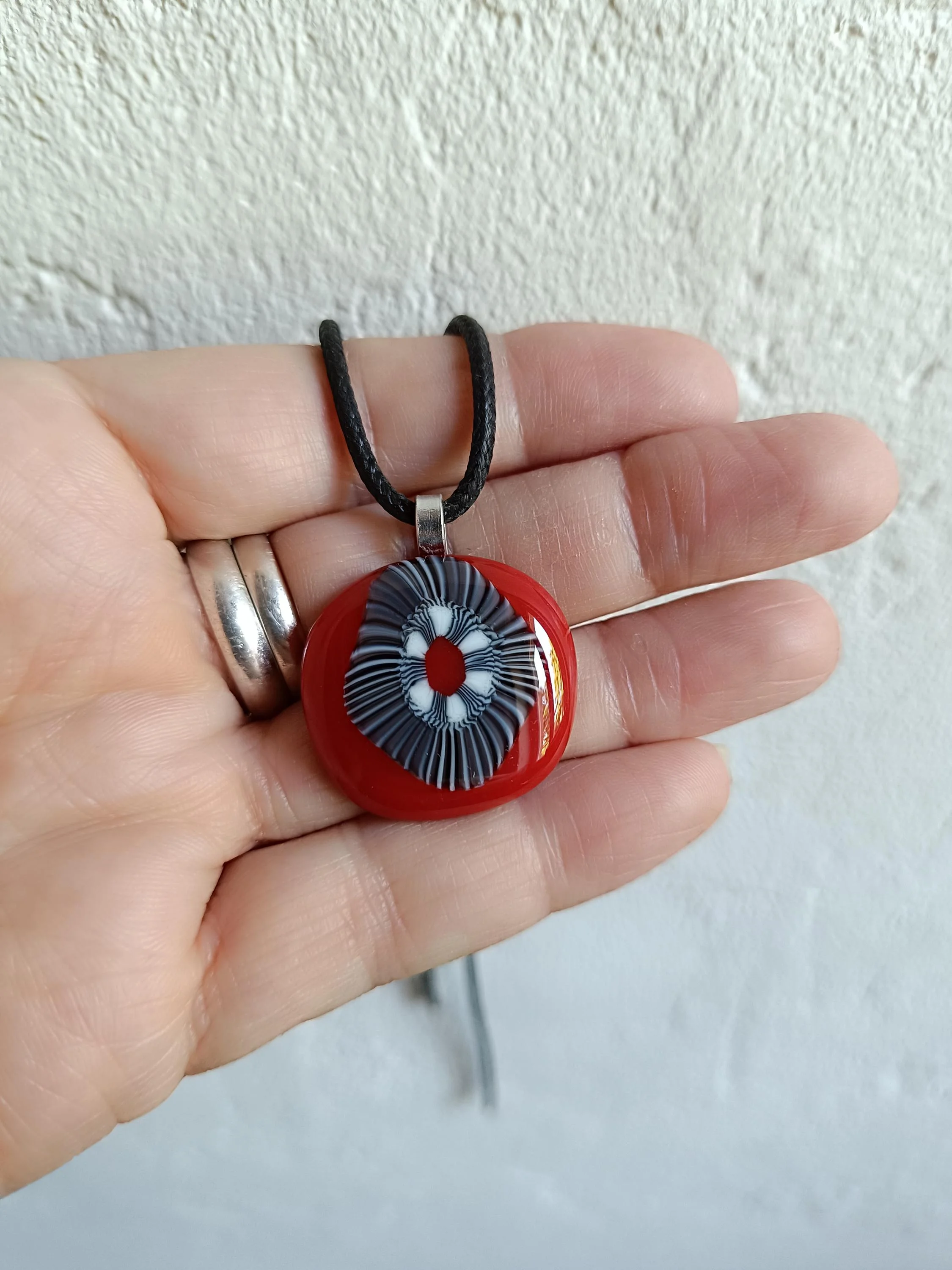 Handmade Fused Glass Pendant Necklace, Corded Pendant, Alternative Jewellery, Wearable Art - Photo 5