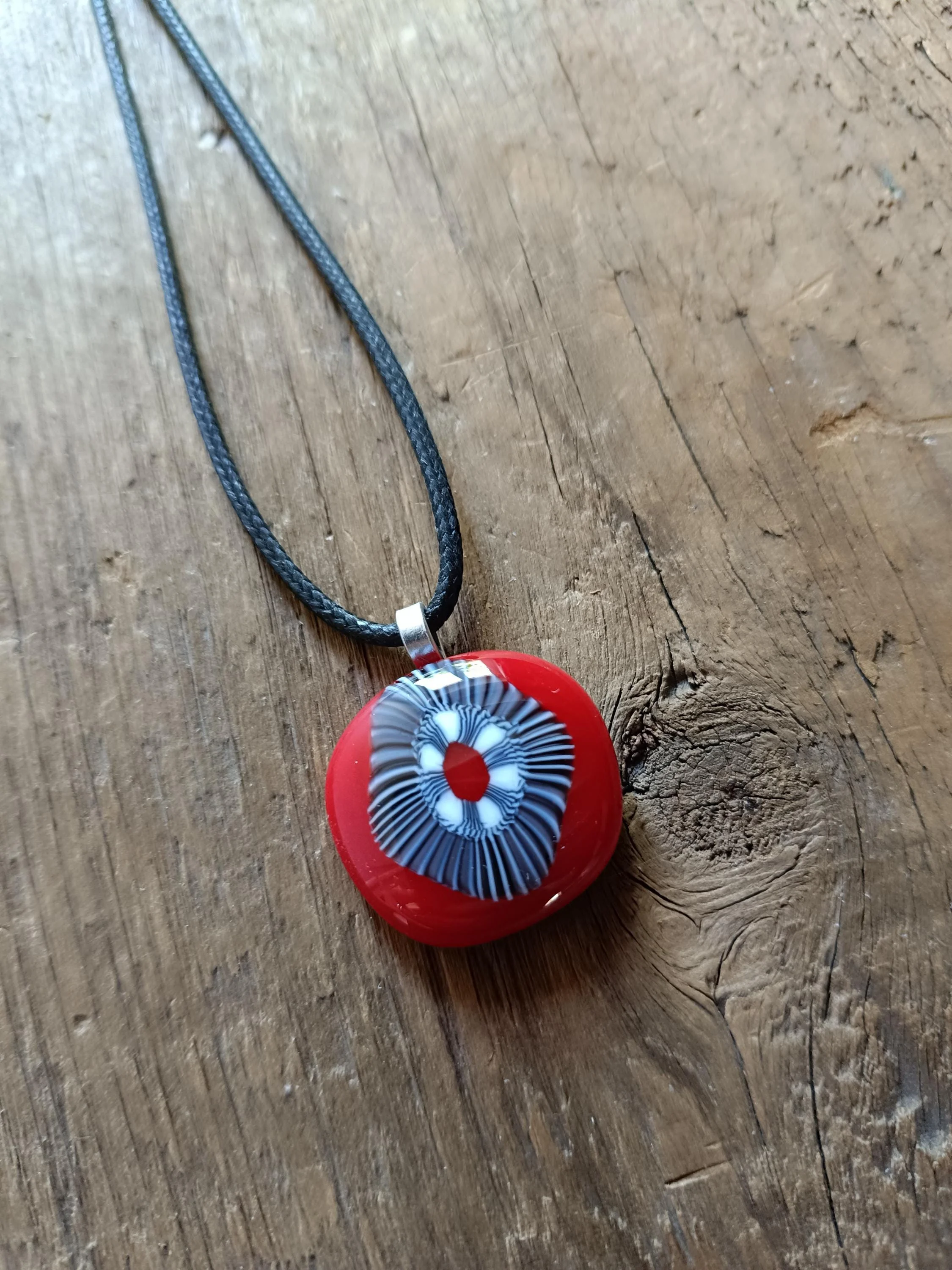 Handmade Fused Glass Pendant Necklace, Corded Pendant, Alternative Jewellery, Wearable Art - Photo 6