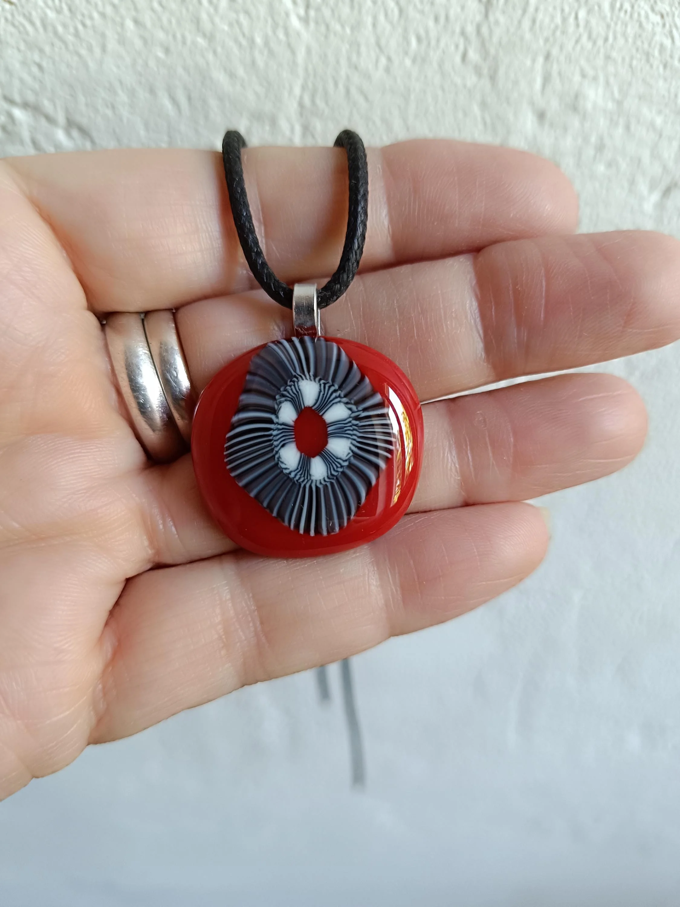 Handmade Fused Glass Pendant Necklace, Corded Pendant, Alternative Jewellery, Wearable Art - Photo 7