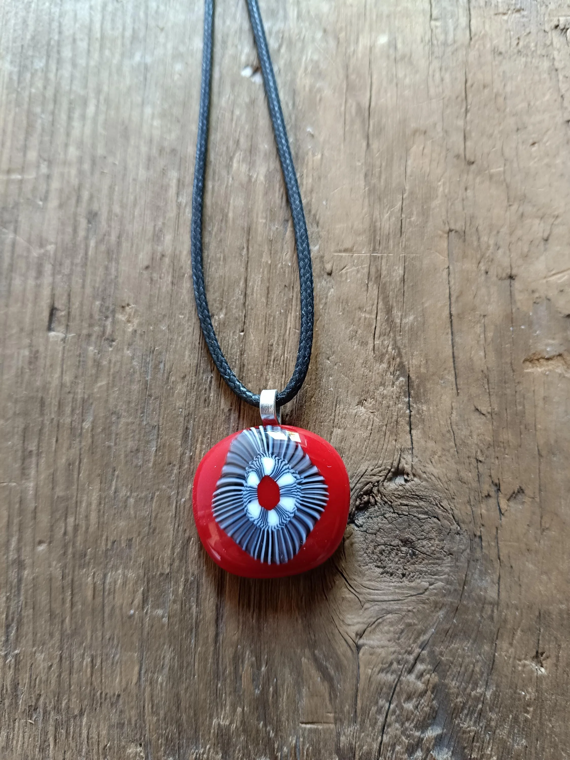 Handmade Fused Glass Pendant Necklace, Corded Pendant, Alternative Jewellery, Wearable Art - Photo 8