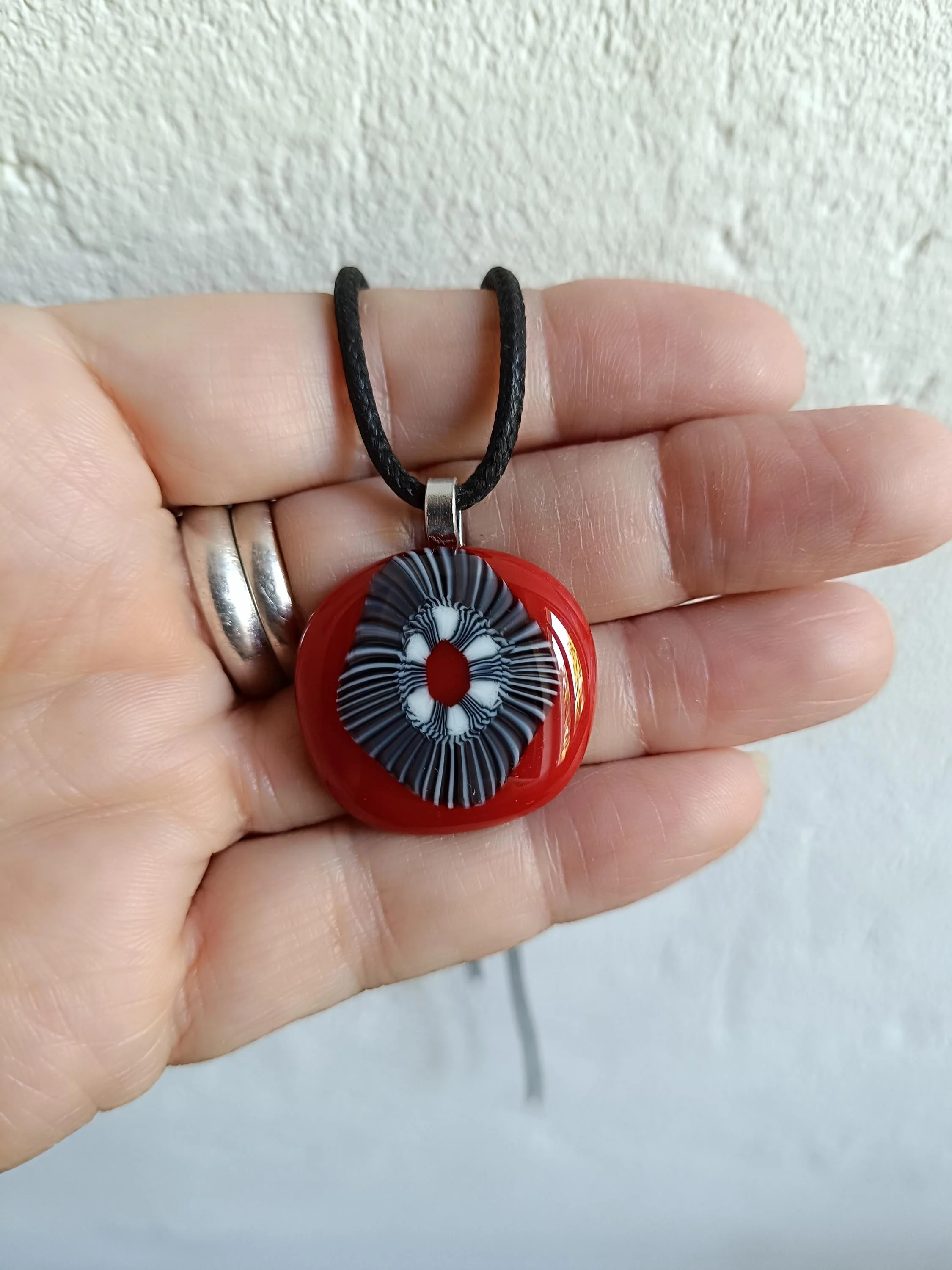 Handmade Fused Glass Pendant Necklace, Corded Pendant, Alternative Jewellery, Wearable Art - Photo 9