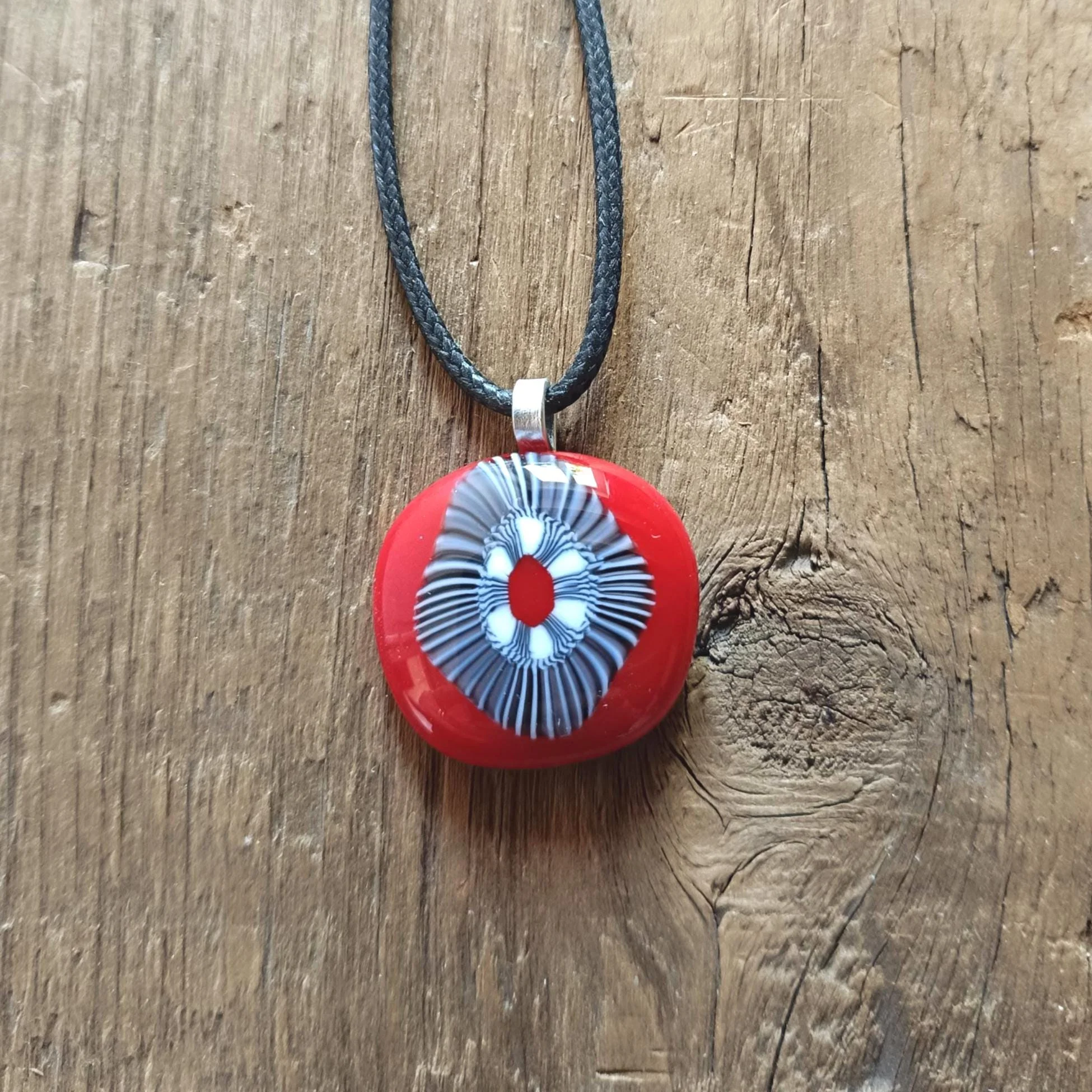 Handmade Fused Glass Pendant Necklace, Corded Pendant, Alternative Jewellery, Wearable Art - Photo 10