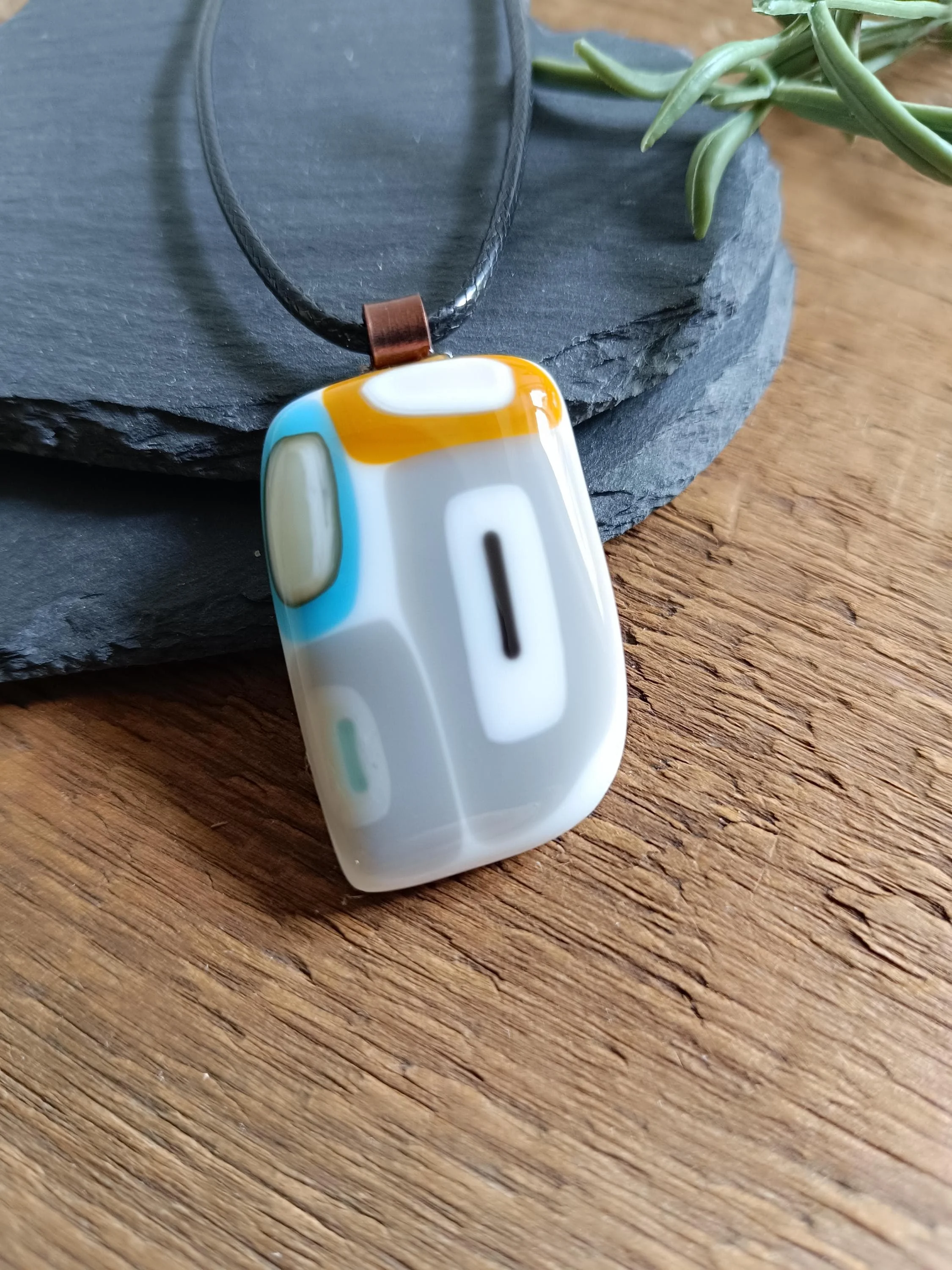 One of a Kind Fused Glass Necklace – Handmade OOAK Wearable Art Pendant – Unique Statement Jewellery Gift for Her or LGBT Unisex Gift - Photo 1