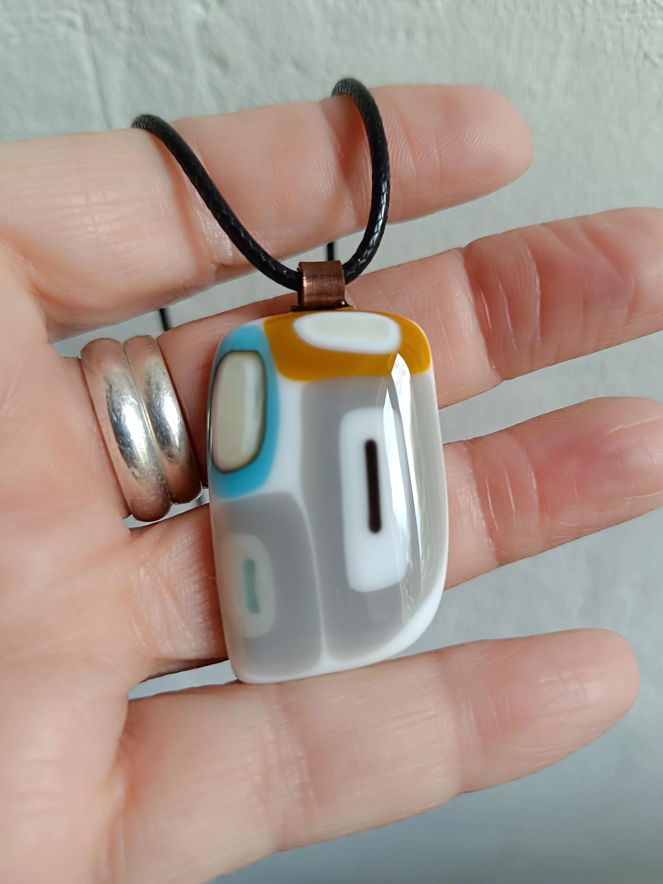 One of a Kind Fused Glass Necklace – Handmade OOAK Wearable Art Pendant – Unique Statement Jewellery Gift for Her or LGBT Unisex Gift - Photo 4