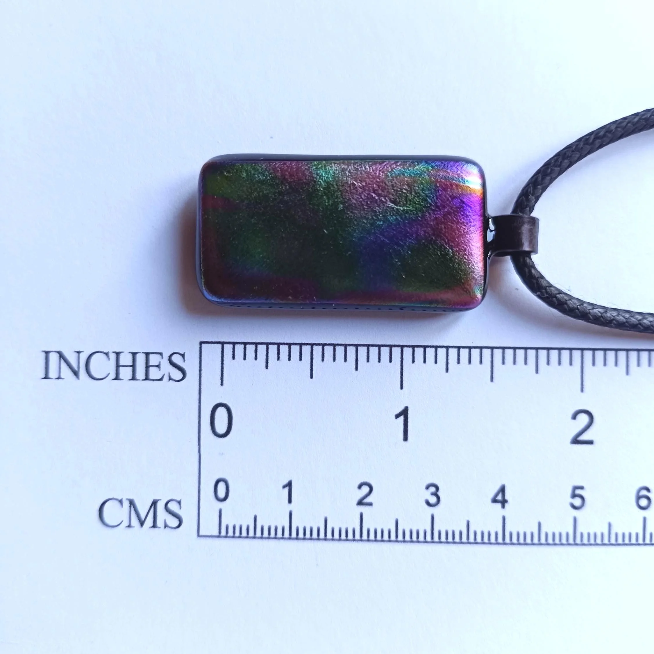 Dichroic fused glass pendant with necklace, artisan handmade jewelry, - Photo 3