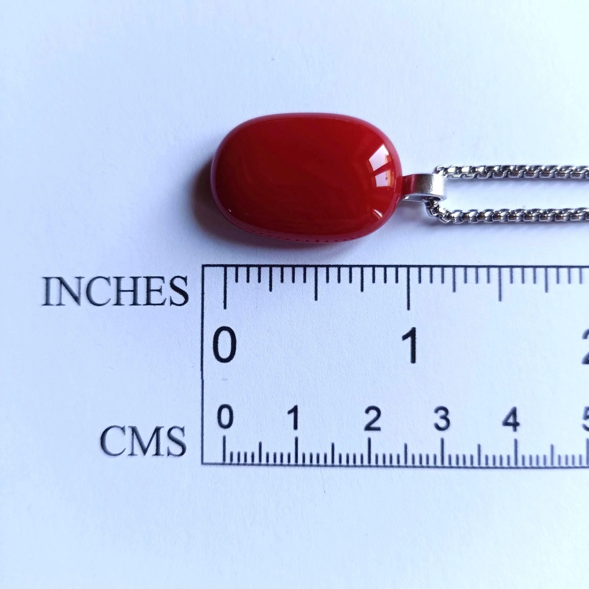 Red Fused Glass Pendant Necklace, Artisan Handmade Jewellery - Photo 4