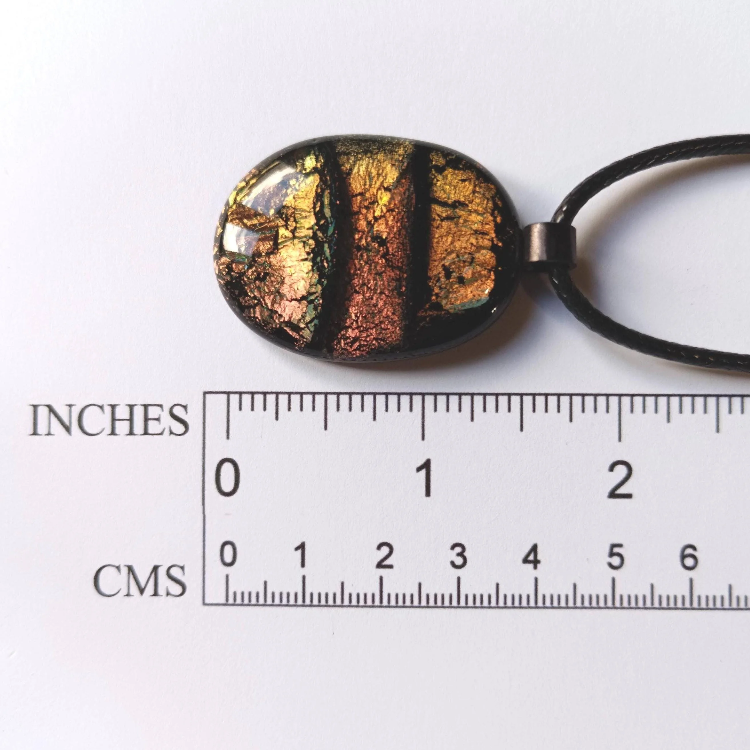 Dichroic Fused Glass Pendant Necklace, Handmade Jewellery, Corded Necklace - Photo 3