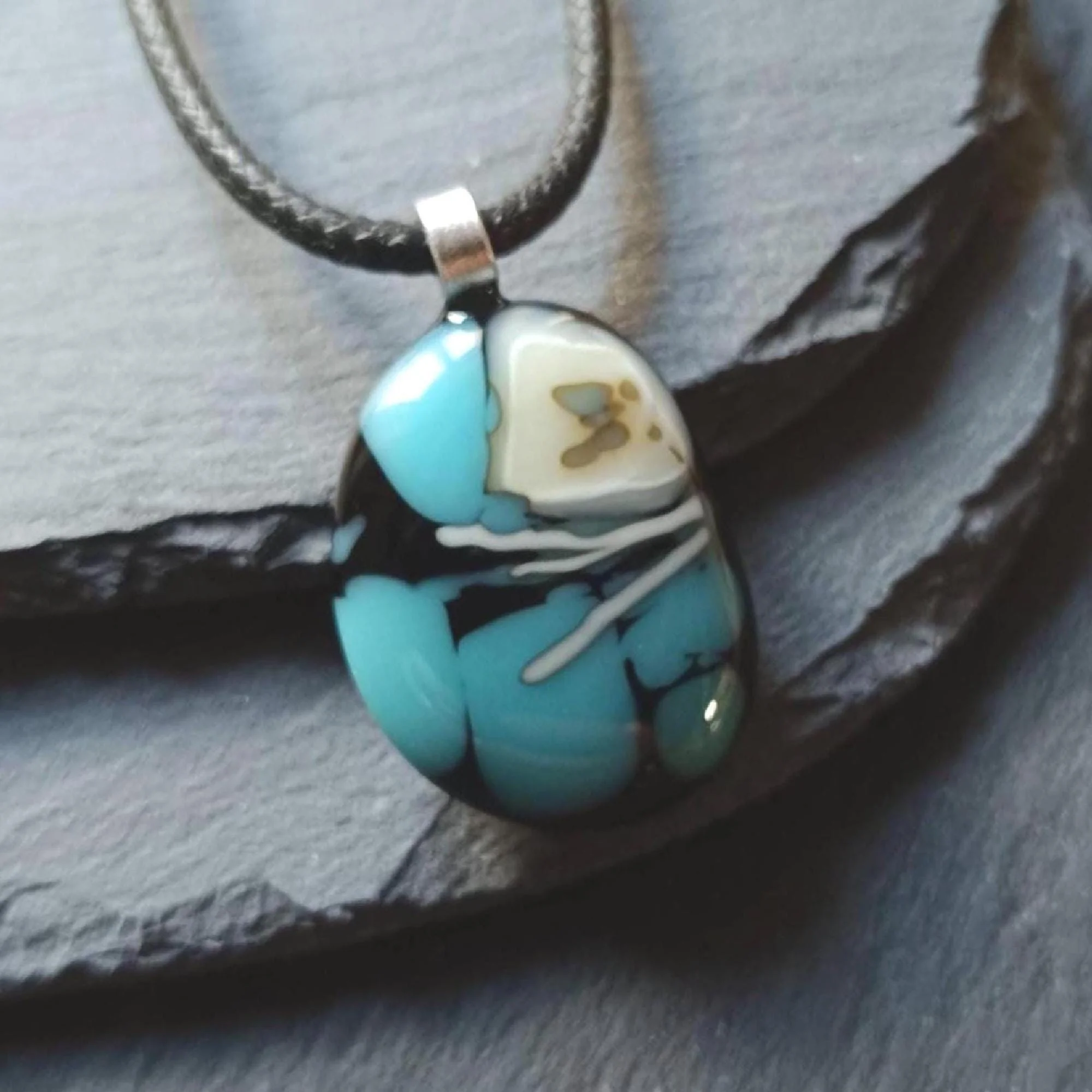 Fused Glass Pendant Necklace: Handmade Artisan Jewellery - Photo 2