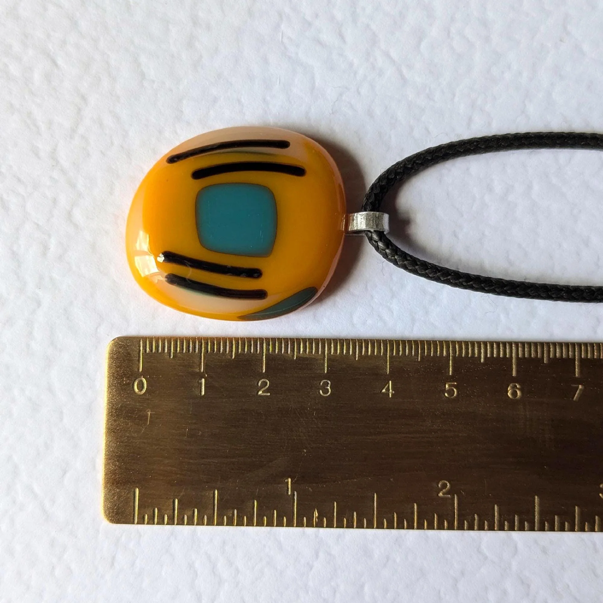 Fused glass pendant necklace with cord necklace, handmade jewellery - Photo 3