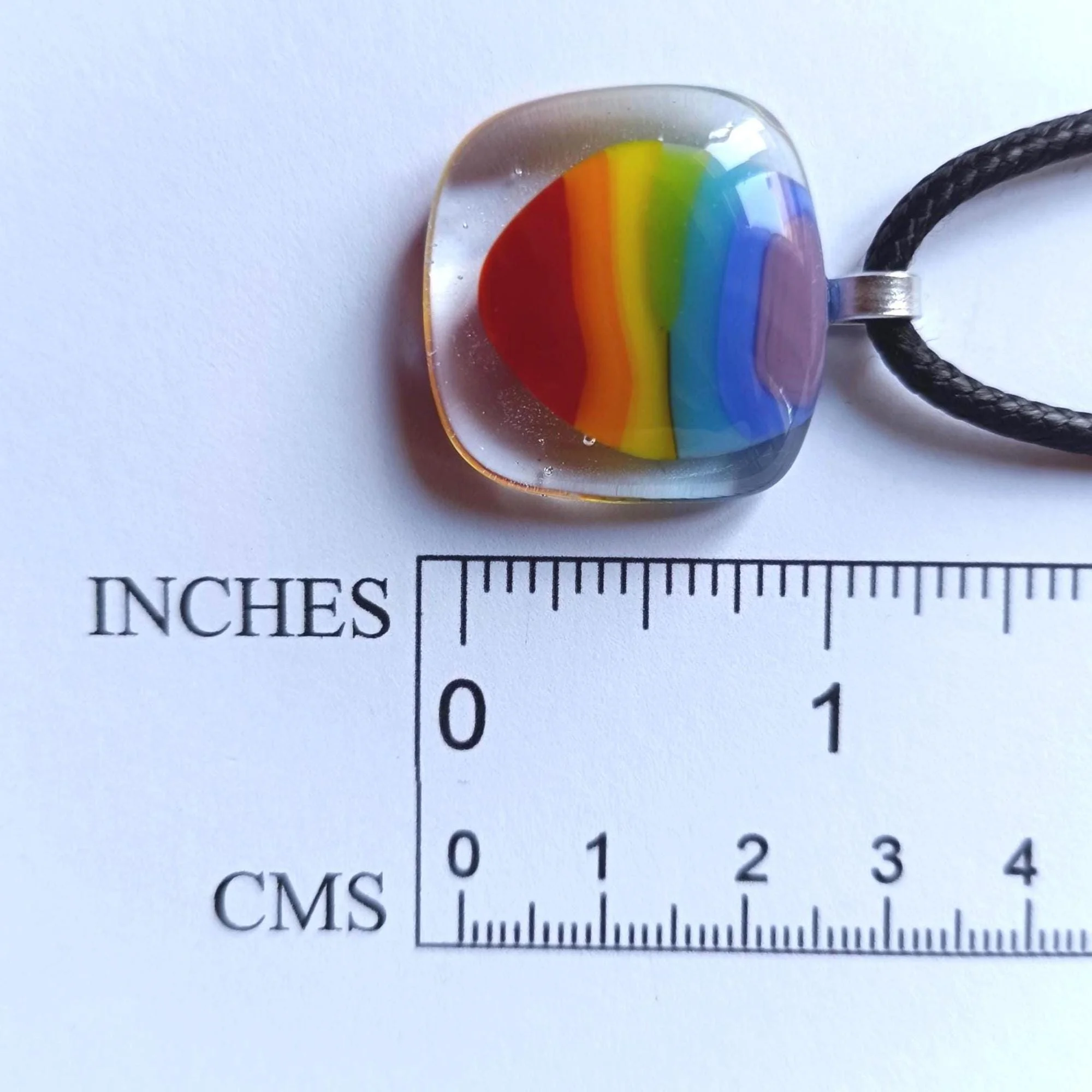 Fused Glass Pendant Necklace, artisan handmade jewellery, rainbow necklace - Photo 4