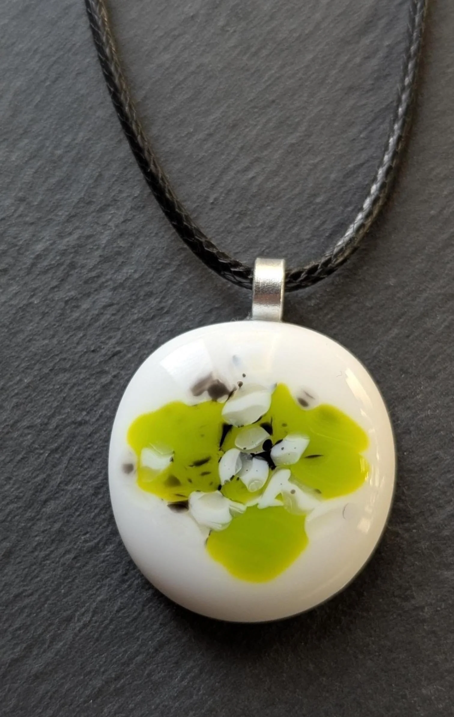 Fused glass pendant necklace, cord or a chain. unique handmade jewellery. - Photo 5