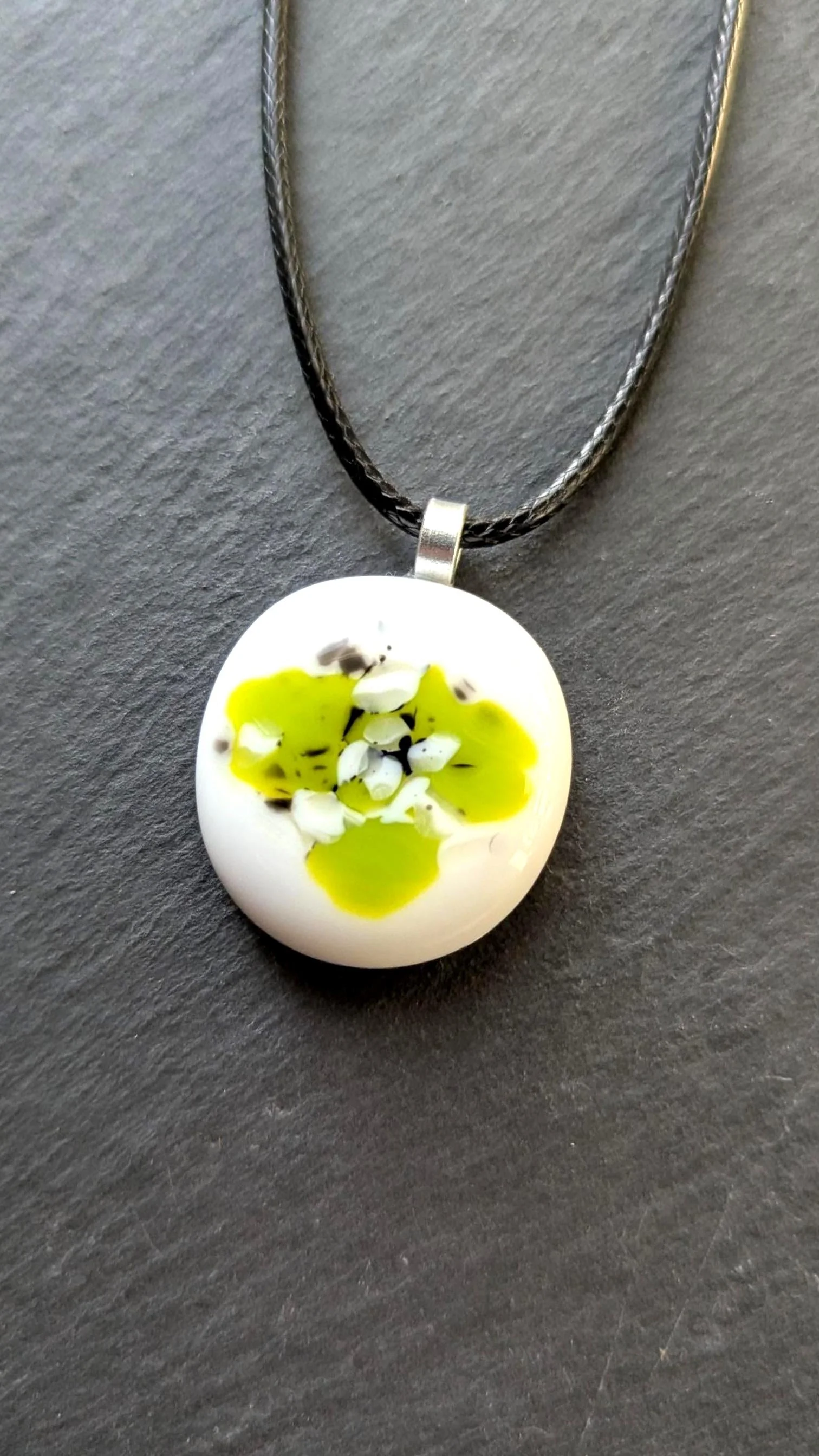 Fused glass pendant necklace, cord or a chain. unique handmade jewellery. - Photo 6